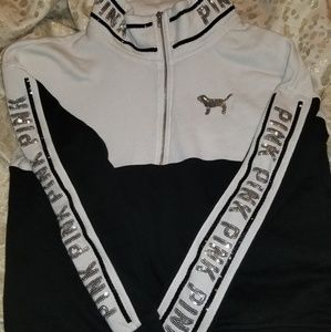 Black n white pink sweatshirt with silver bling
